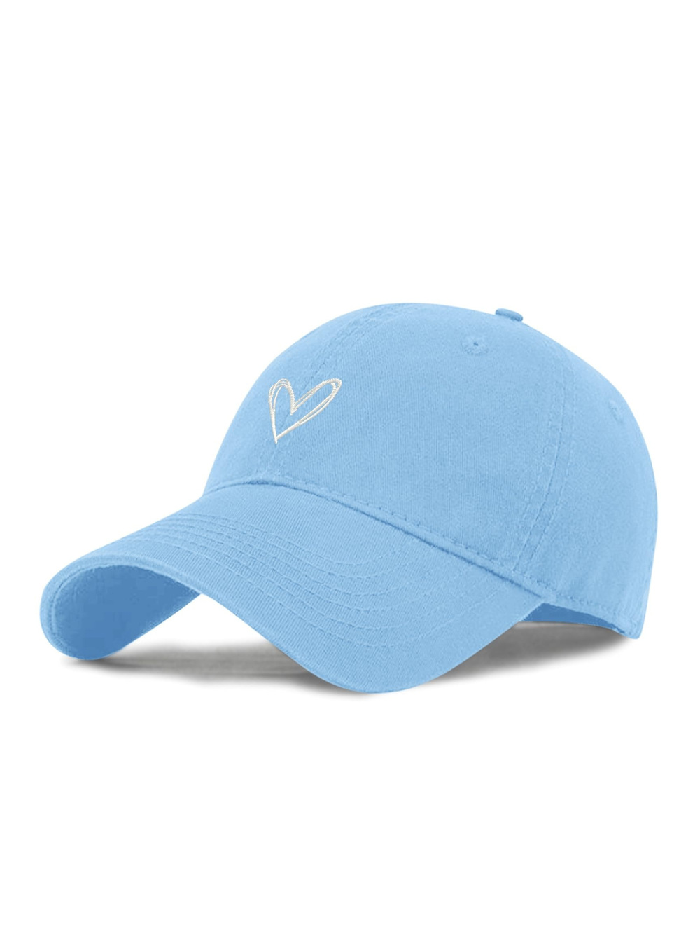 Vintage Heart Embroidered Baseball Cap Distressed | Denim Blue | Size OS